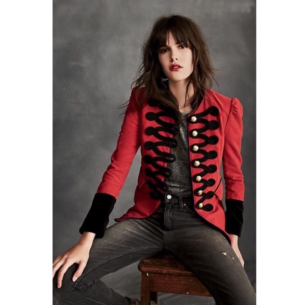 Free People Seamed And Structured Blazer Military Style Jacket